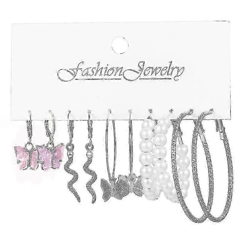 Women Earring Girl Stud Ear Drop Set Pearl Bohemian Geometric Crystal Heart Stud----h11-12432--product Code 84178
