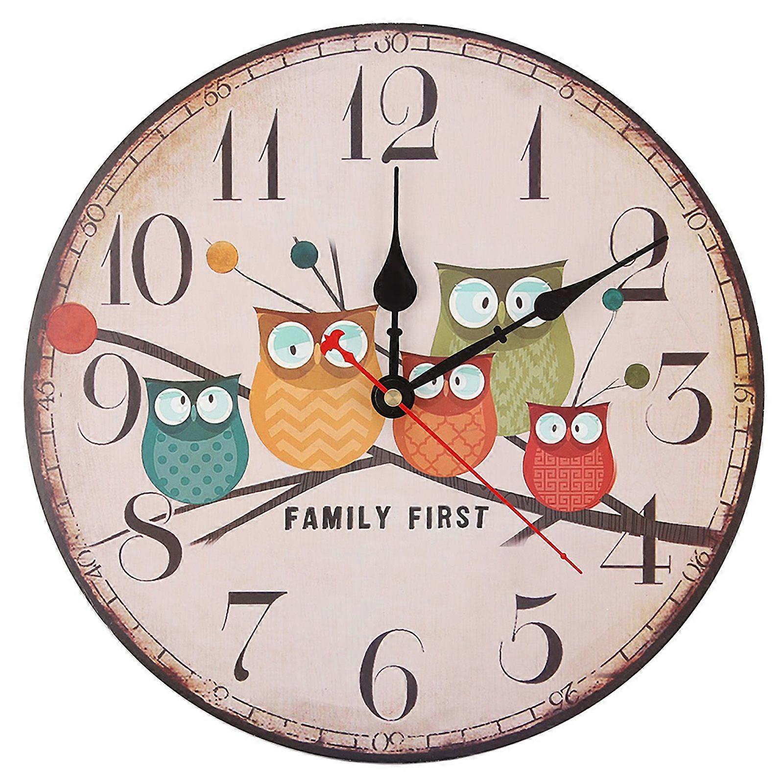 12" Home Decor Clock Colorful Retro Style Silent Non Ticking Quartz Wall Clock (#2)