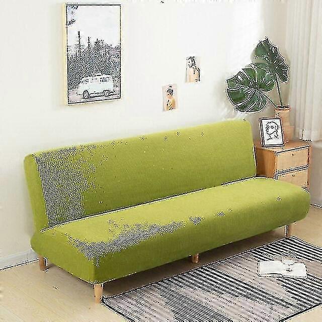 Stor armlös bäddsoffa sofföverdrag utan armstöd stretchigt vikbart futonöverdrag dammtät elastisk avtagbar jacquard
