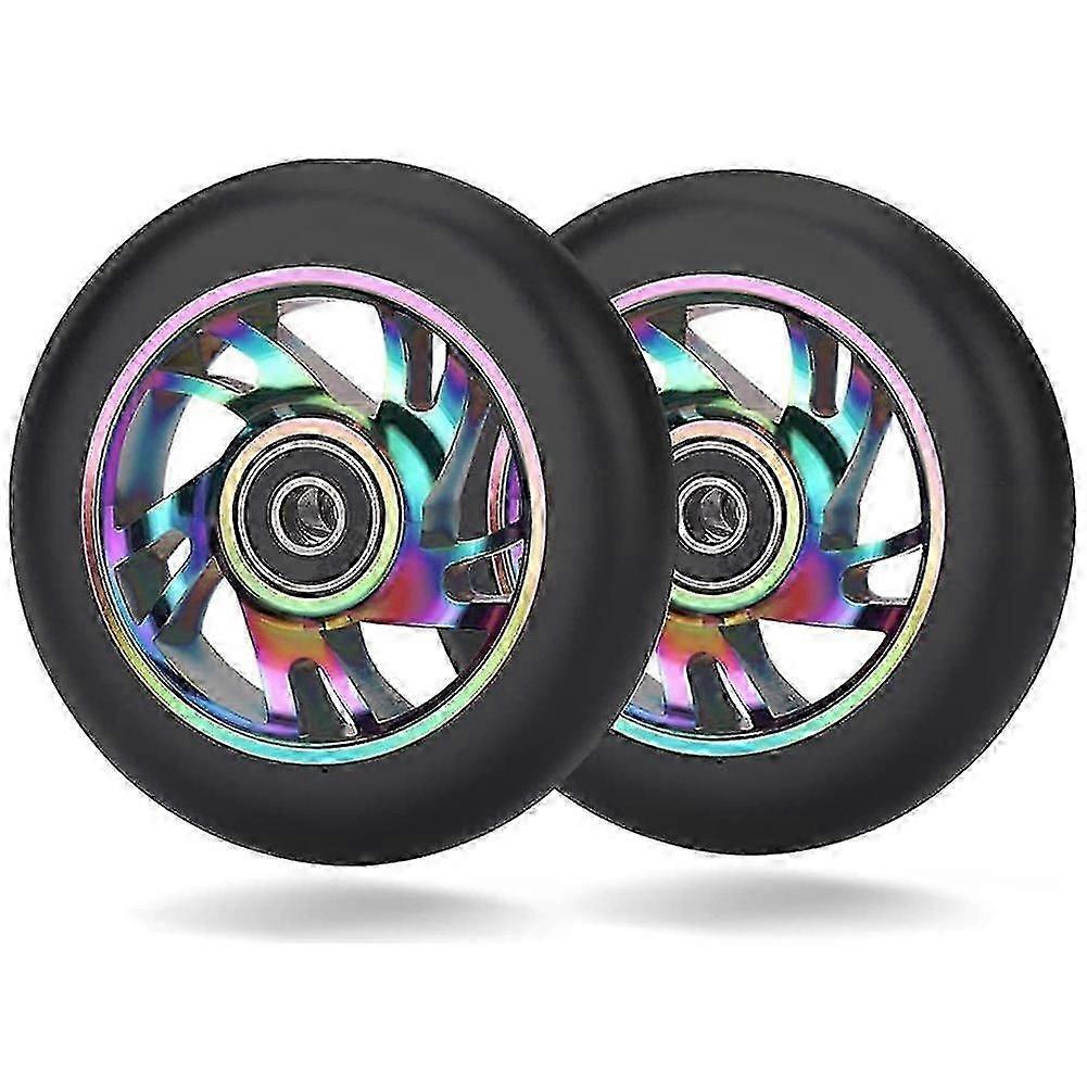 2 Pcs 100mm Scooter Replacement Wheels com rolamento de scooter dublê