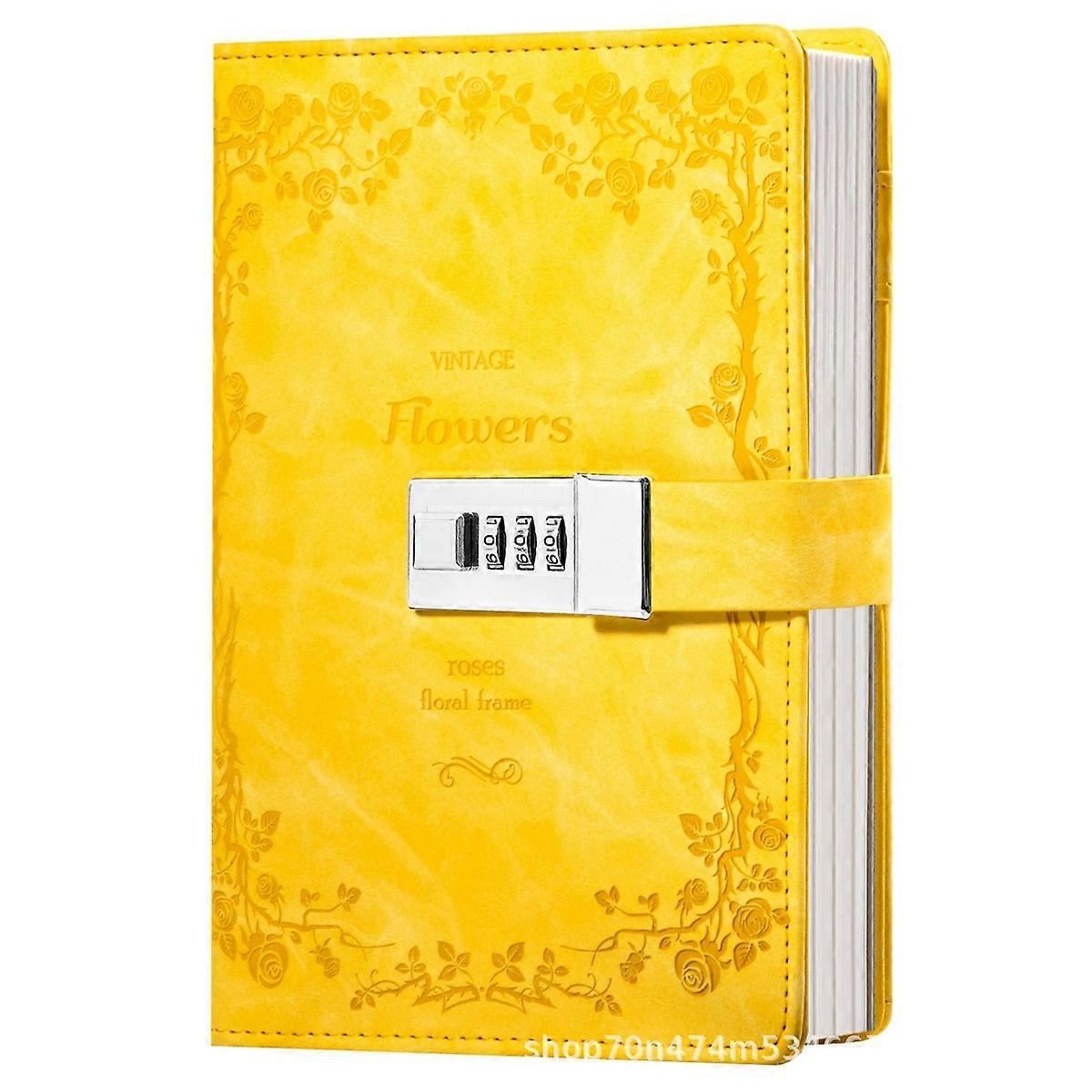 Vintage Refillable Lock Journal with Embossed Design and Pen, 5.5 x 8 in, Travel Notebook for Writing and Note-taking