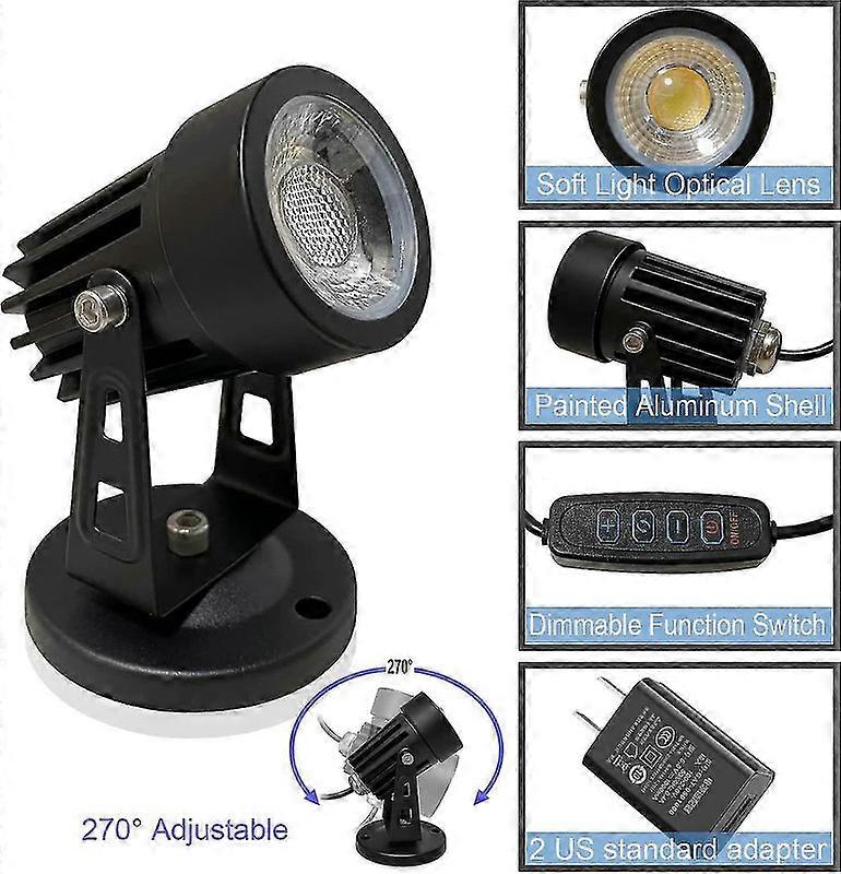 2pcsは、植物のための屋内スポットライトを導きました、調光スイッチFG05付き3色アクセント照明調光可能なアップライトスポットライトランプ