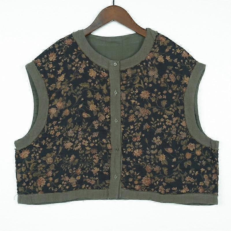 Johnature נשים הדפס פרחוני כותנה וסטים מעילי O-צוואר כפתור אביב בסגנון סיני באיכות גבוהה נשים מעילי רופפים וסטים