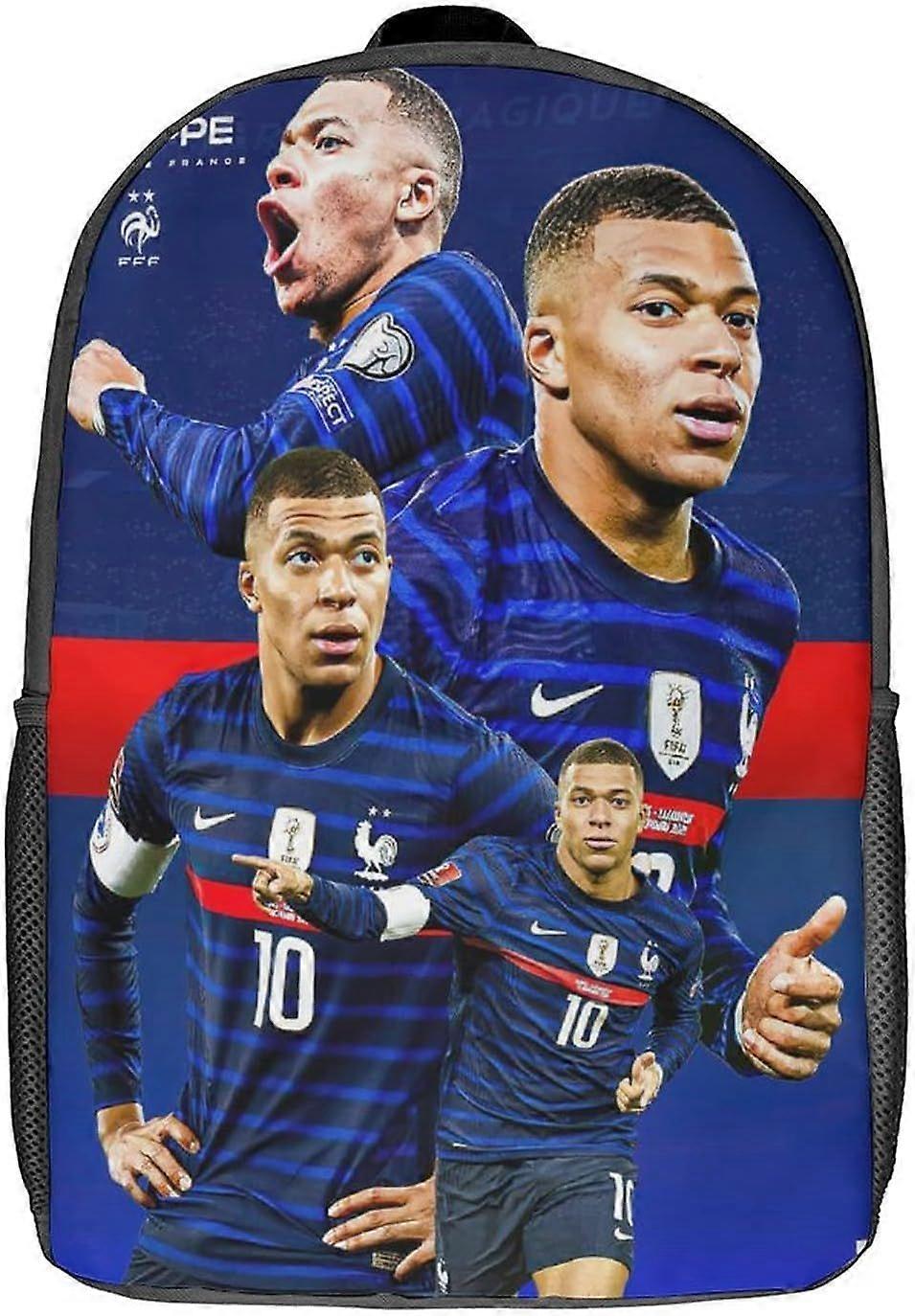 حقيبة ظهر YL947 Mbappe حقيبة ظهر مطبوعة ثلاثية الأبعاد لكرة القدم نجمة السفر حقيبة ظهر غير رسمية للكمبيوتر المحمول حقيبة مدرسية خفيفة الوزن للرجال والنساء والأولاد والبنات 17 بوصة 94