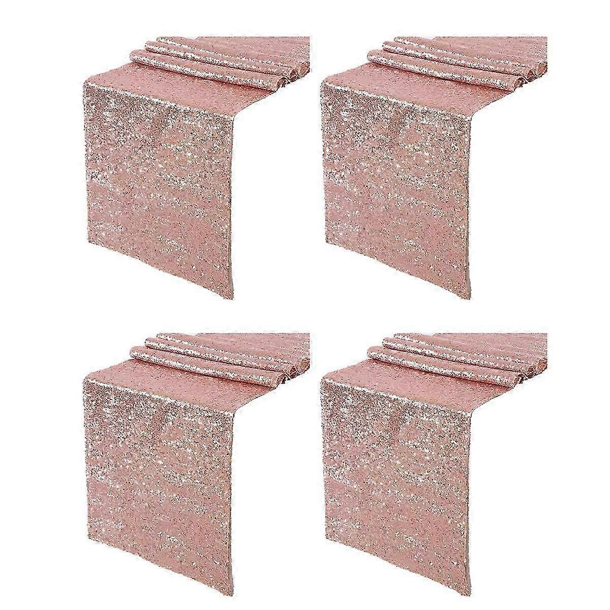 4X Sparkly Rose Gold Sequin Table Runners 12X71 ίντσα λαμπερό τραπέζι για την επέτειο του γάμου Ta