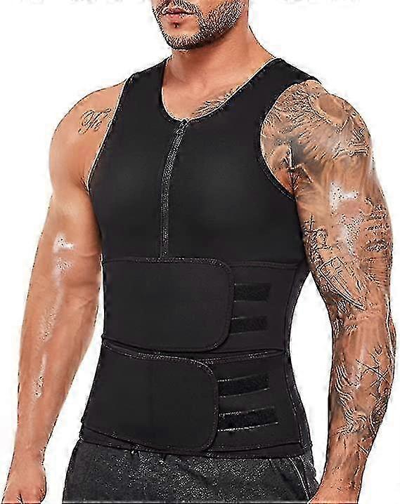 بدلة ساونا للرجال مدرب الخصر سترة عرق النيوبرين مع حزام تشذيب الخصر قابل للتعديل F26