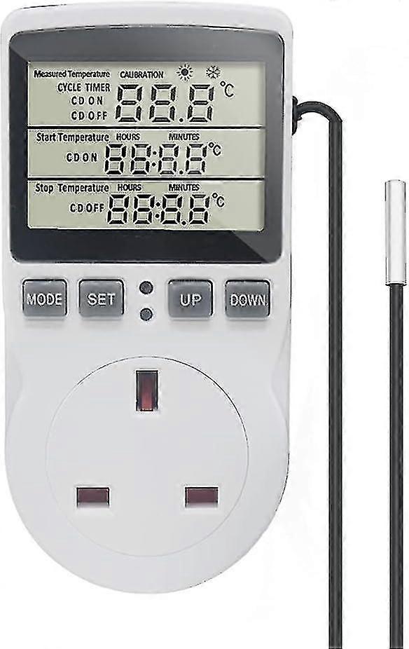KT3100 Digital Thermostat Temperature Controller Socket Outlet 230V 16A Timer Switch Plug with 1.7m Sensor - q39