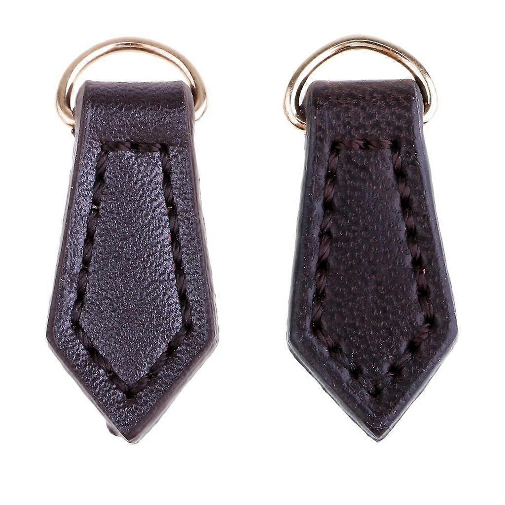 2x Leather Zipper Slider Replacement Zipper Puller Accessory Black
