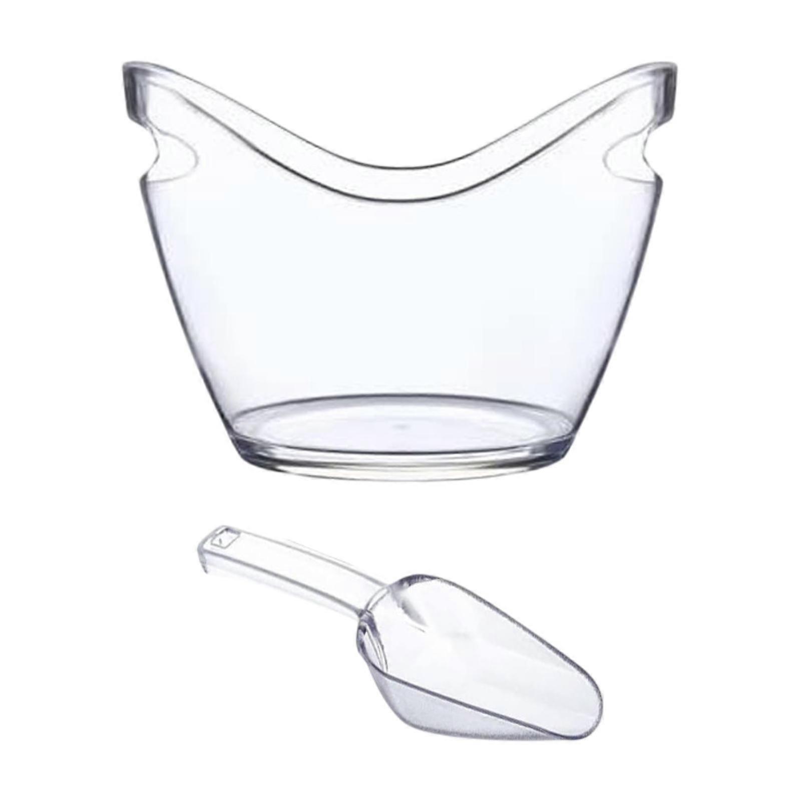 Ice Bucket Large Capacity 4 L Clear Plastic Tub for Beer Bottles Bar Parties
