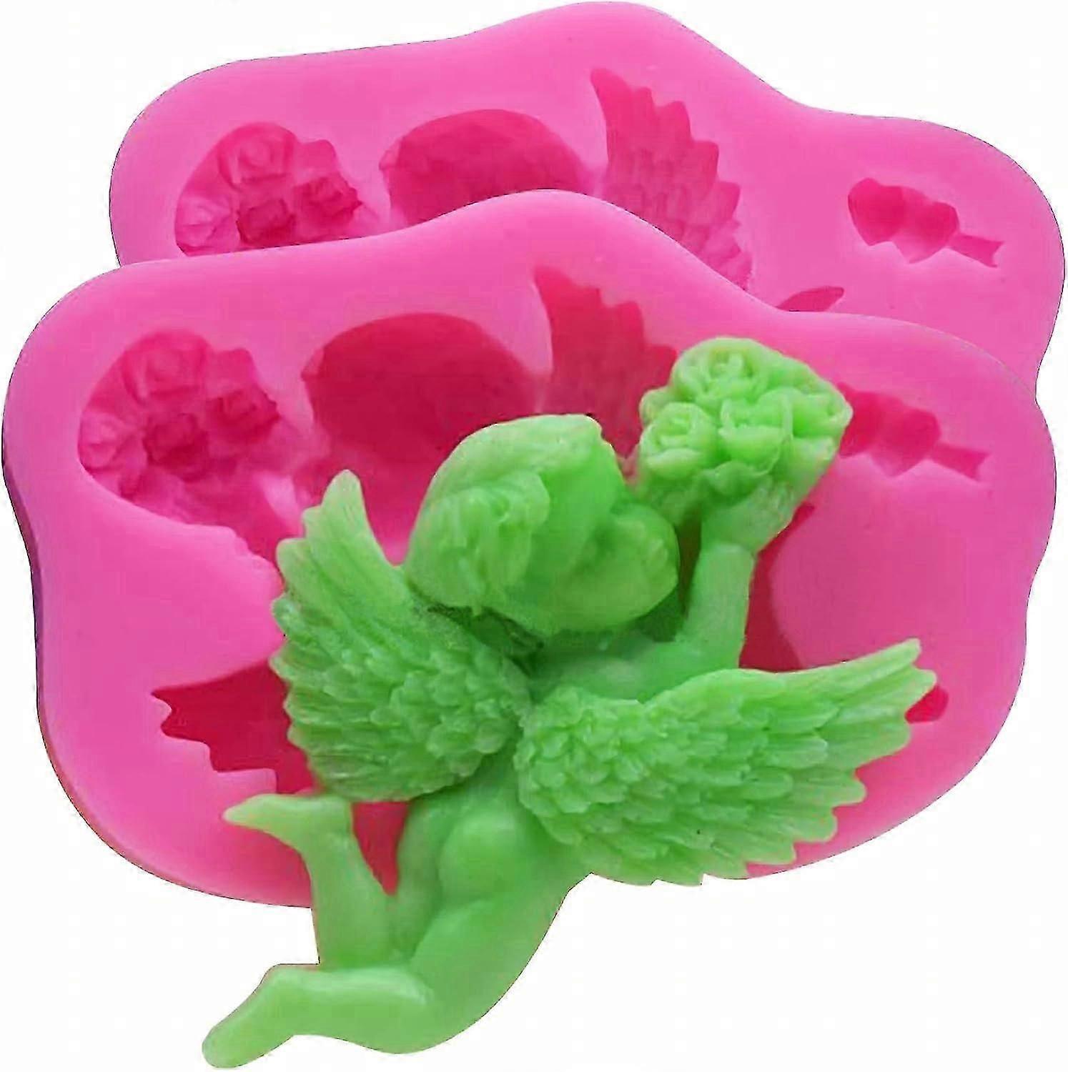 2 قطعة كيوبيد الملاك السائل قوالب السيليكون ، قوالب سيليكون لحرفة السكر DIY ، الحلوى ، أقراص سكرية ، بودنغ ، صابون ، شوكولاتة ، مكعبات ثلج ، كوكي ، كيك كب كيك د