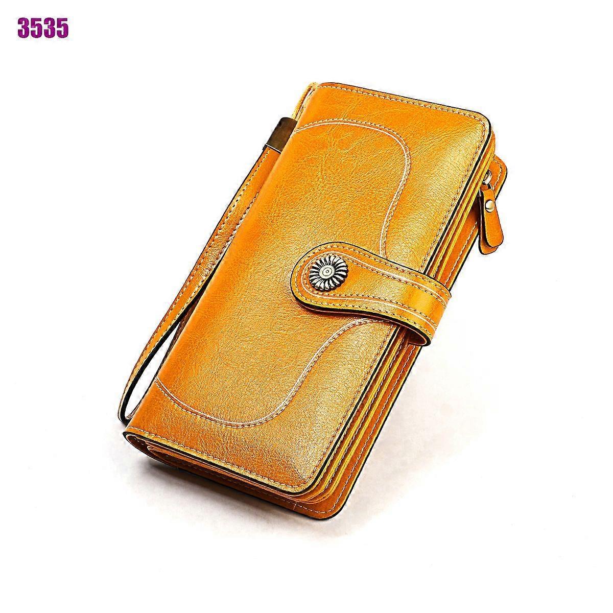 محفظة نسائية طويلة كبيرة مشمع بالزيت مخلب محفظة معصم منظمة -3