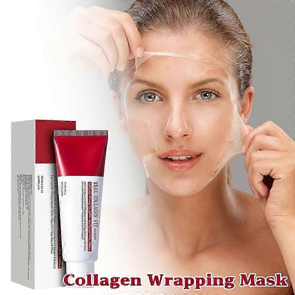 قناع تغليف الكولاجين ، Real Collagen Fit ، كولاجين 670،000 جزء في المليون ، قناع تقشير للوجه للمرونة ، الترطيب ، التوهج ، البشرة الزجاجية ، العناية بالبشرة ، 50 مل ، 1.69