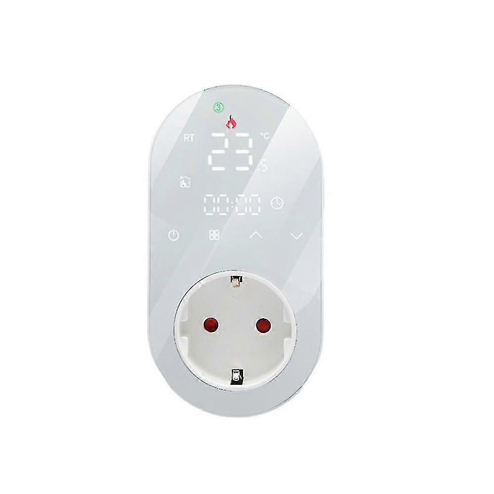 Wifi Digital Thermostat Outlet Plug 16a Tuya App Voice Control Socket Temperature Controller (white