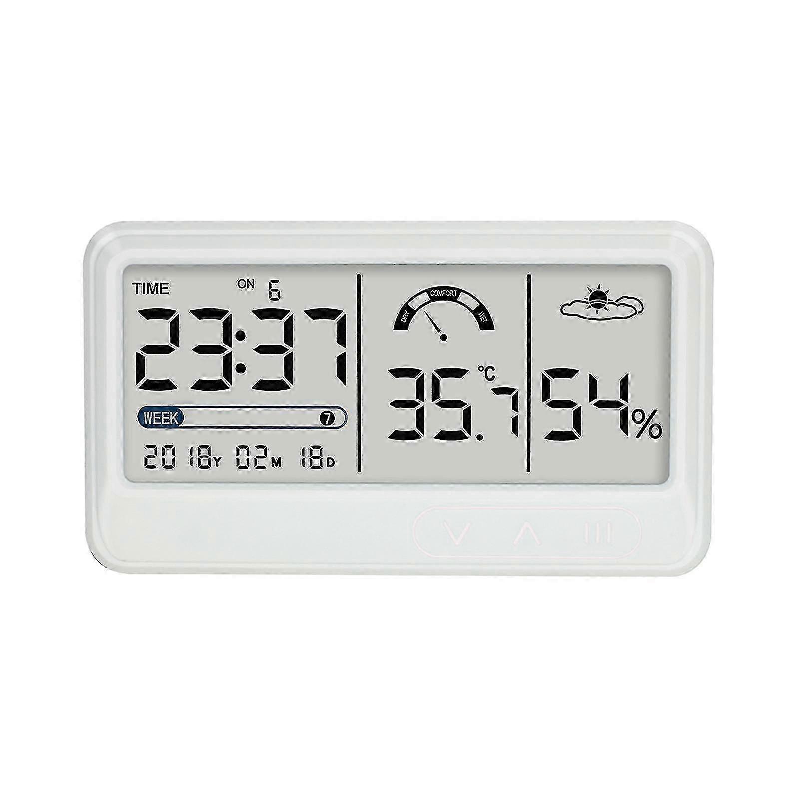 Digital Hygrometer Electronic Temperature Humidity Meters Gauge With Time Date Lcd Display Clock Indoor Thermometer Hygrometer With Bracket For Greenh