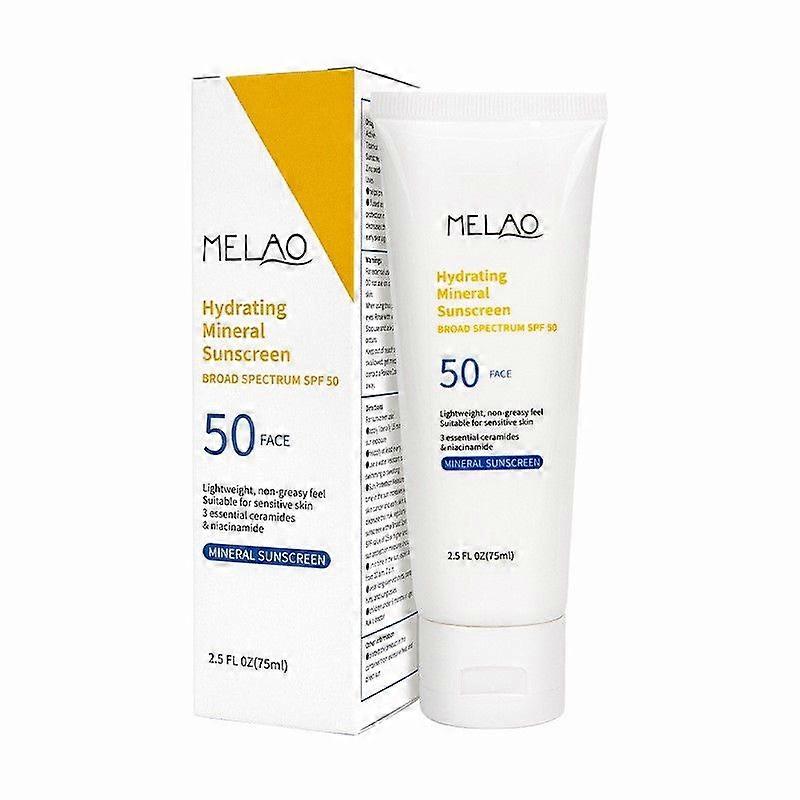 Mineral Sunscreen SPF 50+, Face Sunscreen with Hyaluronic Acid + Niacinamide + Ceramides, Refreshing Waterproof Sun Protection, Non-Greasy