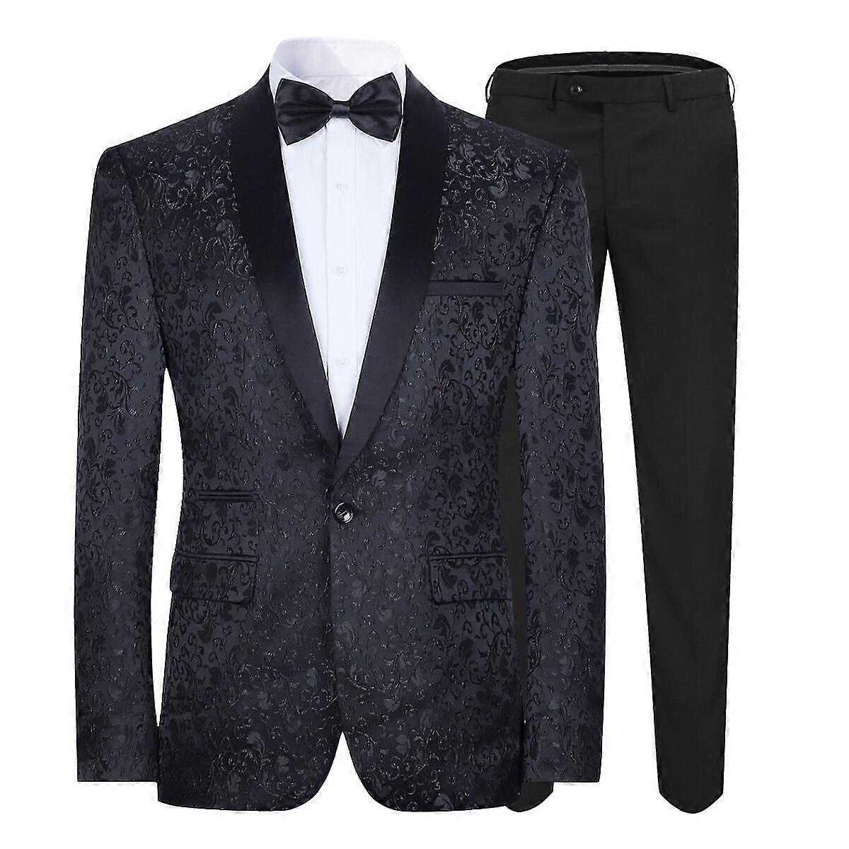 Abito da smoking jacquard da uomo slim fit pezzi per la laurea
