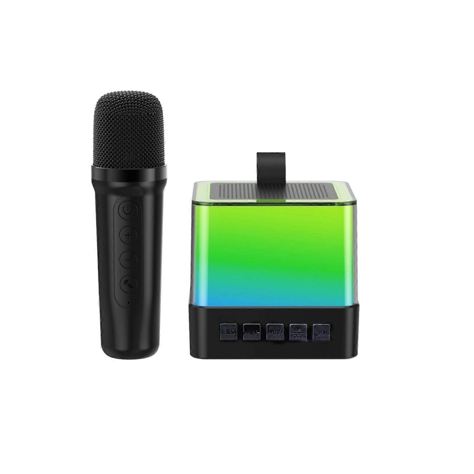 Bluetooth 5.3 Speaker Wireless Microphone LED Colorful Light Effect Large Aperture Speaker Multiple Playback Modes Home And Outdoor Karaoke