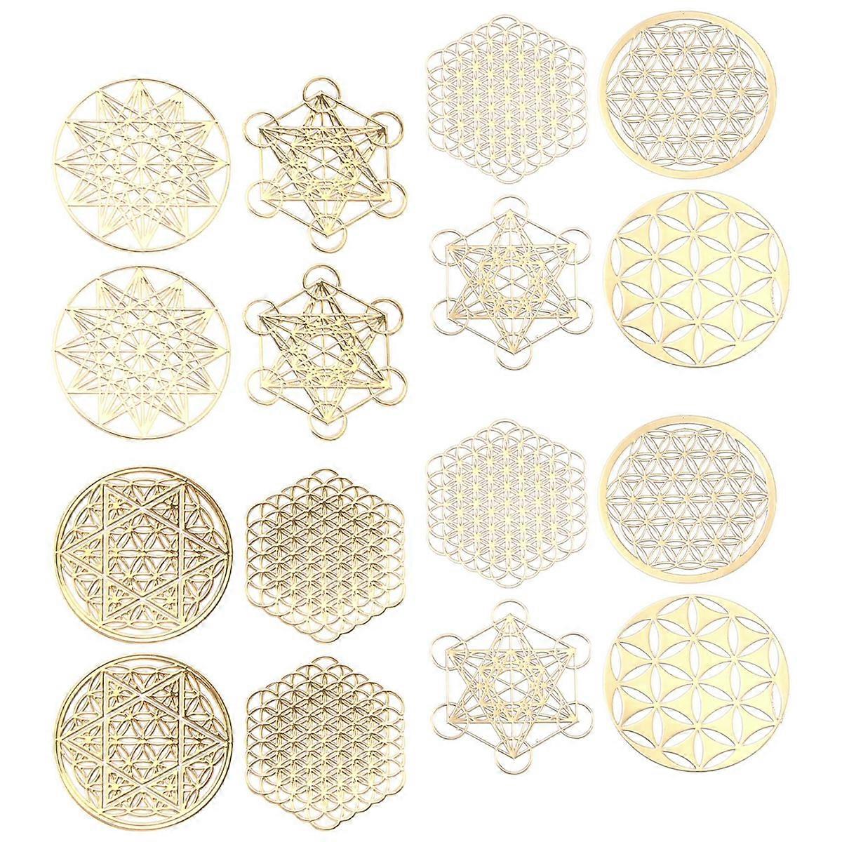 16 قطعة / مجموعة ديكور الطاقة المعدنية ملصق زهرة الحياة يوم الطفل