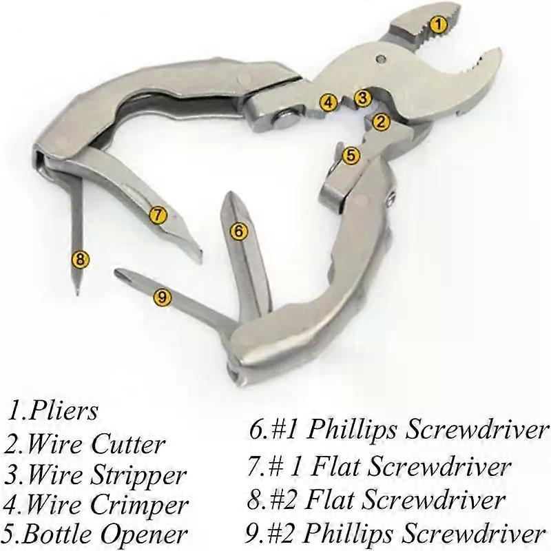 9-in-1 multifunctional pliers screwdriver Foldable Tool Pliers With Bottle Opener Pocket folding pliers cross screwdriver Handle