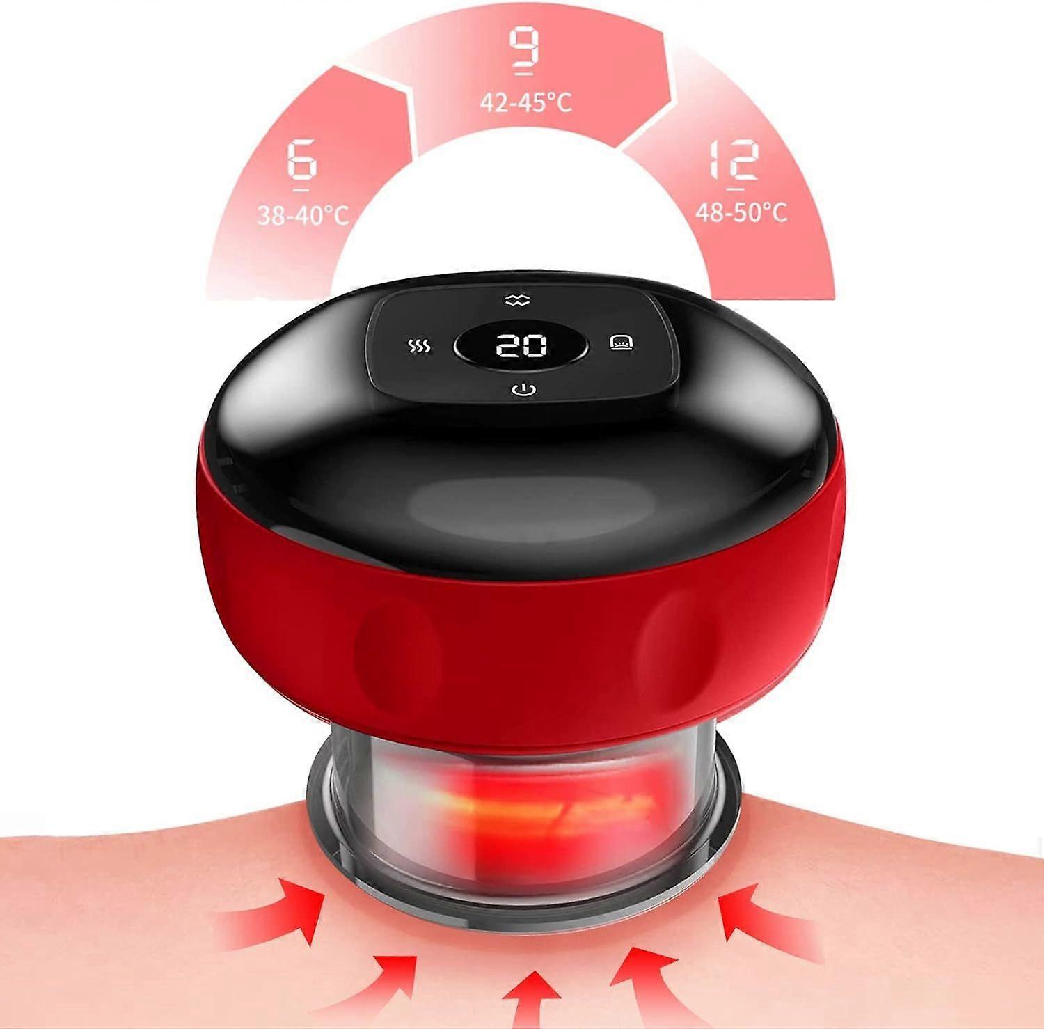 3 in 1 Cupping Therapy Set with 12 Level Suction & Temperature, Dynamic Gua Sha Massage Tool for Cellulite Reduction with Infrared Heat Rechargeable B