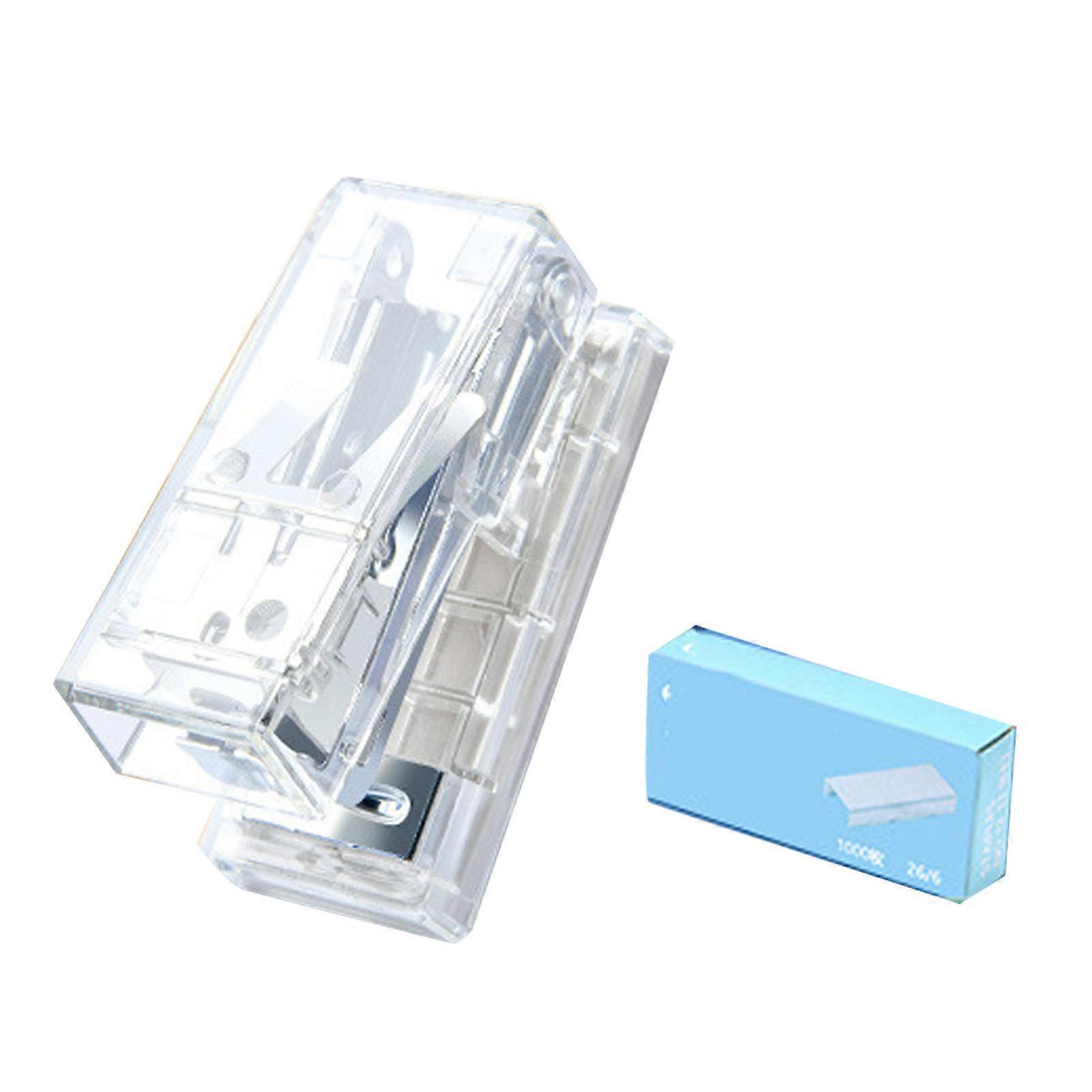 Mini Stapler Cute Portable Semitransparent Steel Construction Save Effort Office Desktop Stapler for School Office White