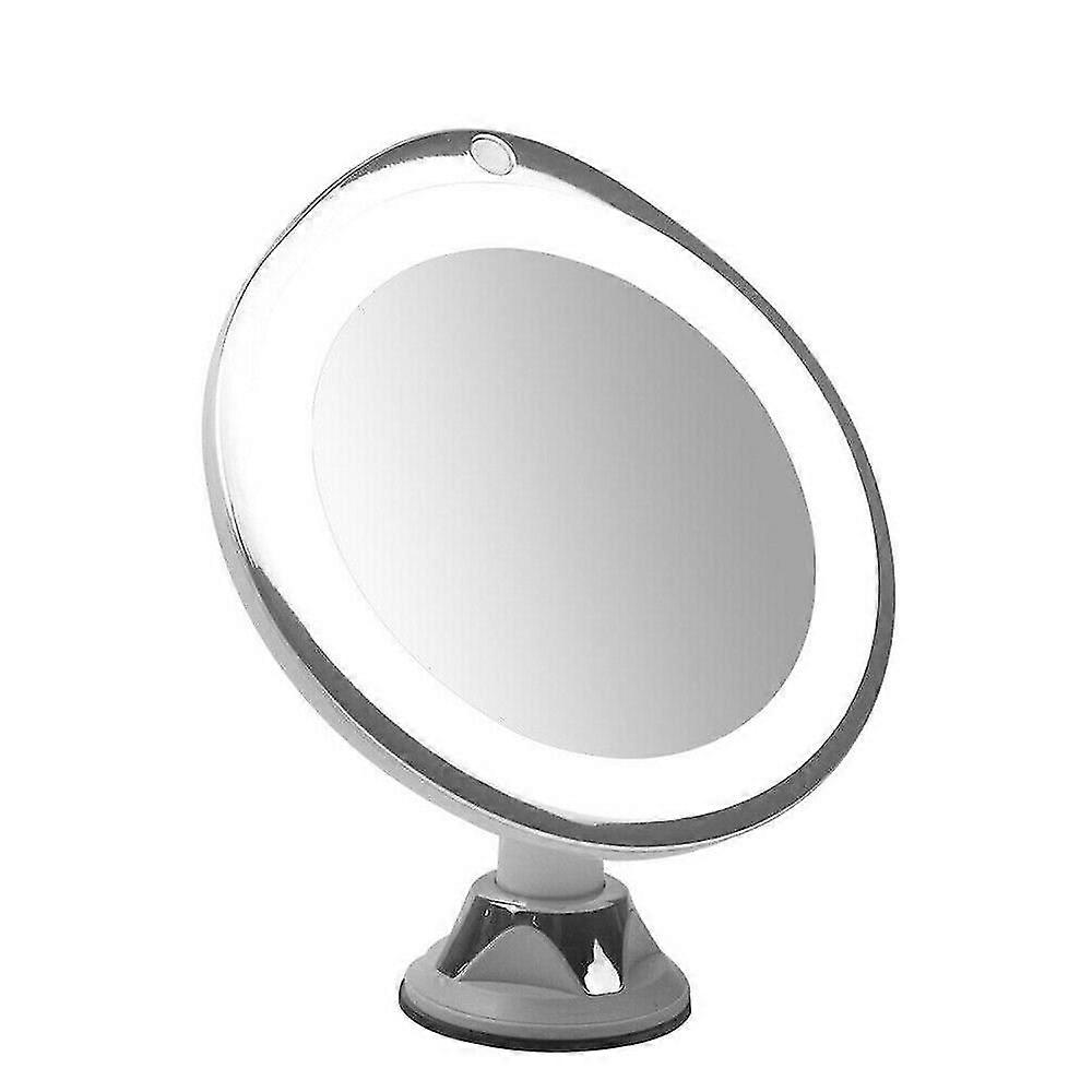 10x Magnifying Mirror Suction Cup With Led Lights Make Up Shaving Illuminated Cosmetic
