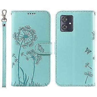 For Motorola Moto G54 5G Leather Case Wallet Phone Cover Dandelion Imprint - Green