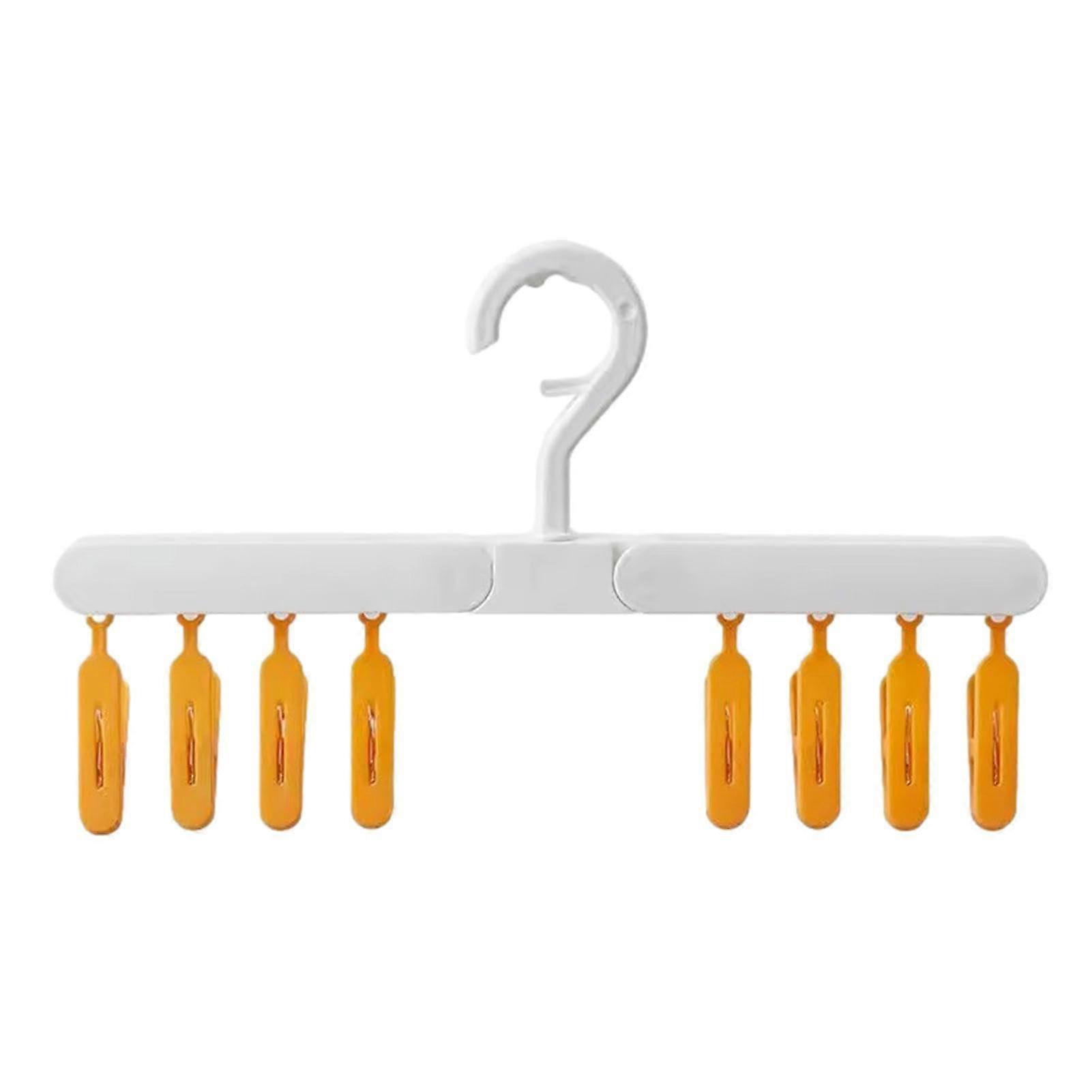 Sock Drying Clips, Adjustable Plastic Clothes Hangers, Foldable Drying Rack with Telescopic Sock Holder, Rotatable Clothes Clip Rack