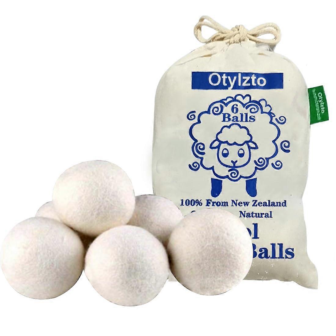 Wool Drying Balls 6-Pack, Reusable Natural Fabric Softener for Laundry, Eco-Friendly Dryer Balls for All Fabrics