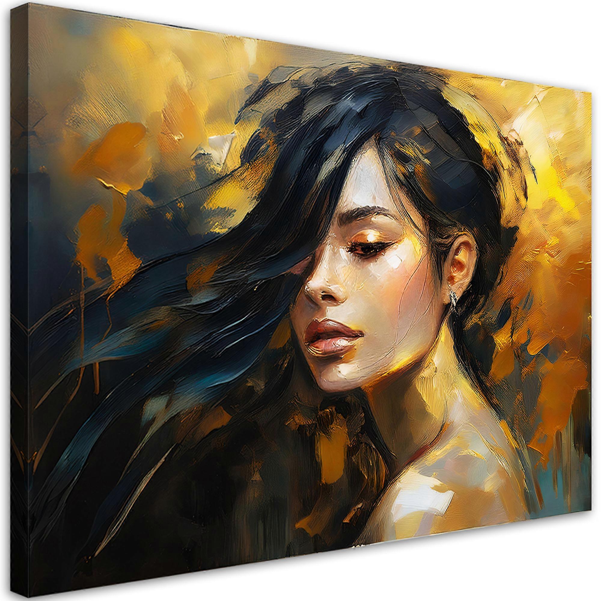 Fotobehang, Goud Dames Glamour - 90x60