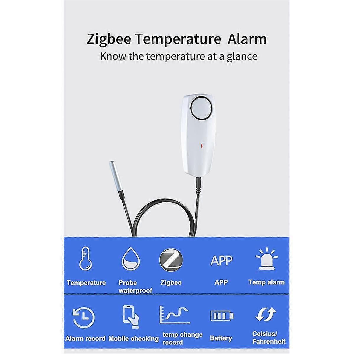 Tuya Smart Zigbee Hygrometer Thermometer with External Temperature USB Charge or Rechargable Battery EU PLUG,A