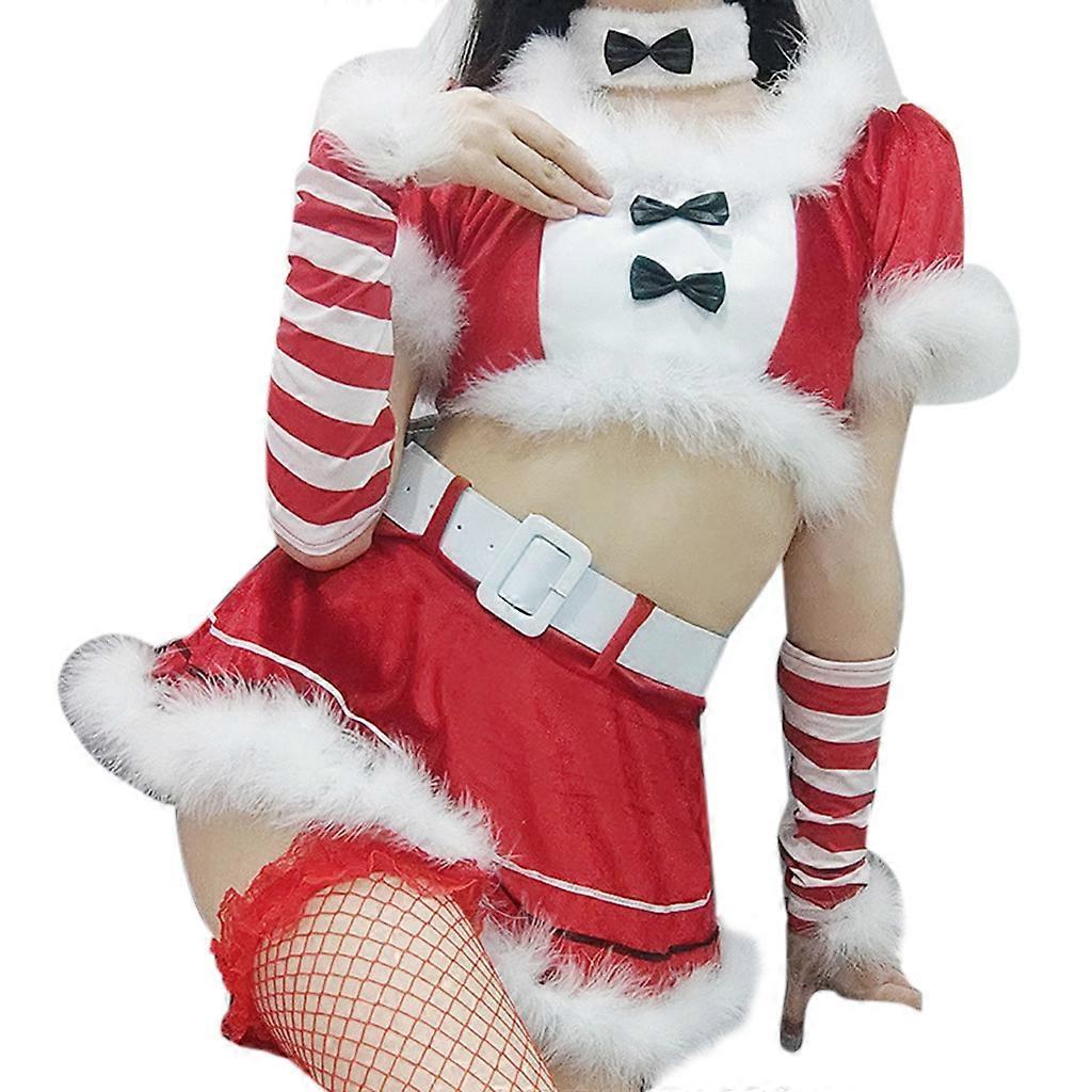 レッドクリスマスパーティープリンセスコスプレコスチュームミニスカートウェイズバンドセクシーバニーガールボディスーツ大人用レッドXL