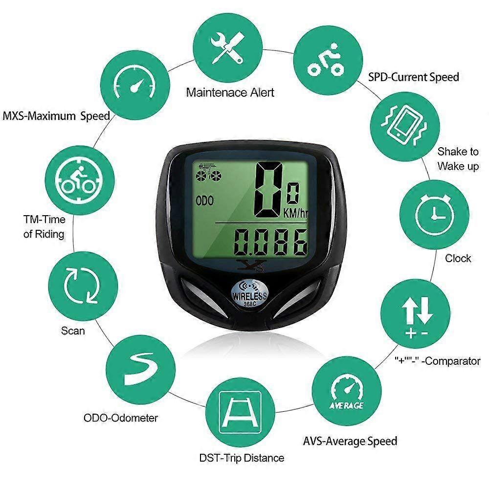Bike Speedometer Wireless, LCD Backlight Display