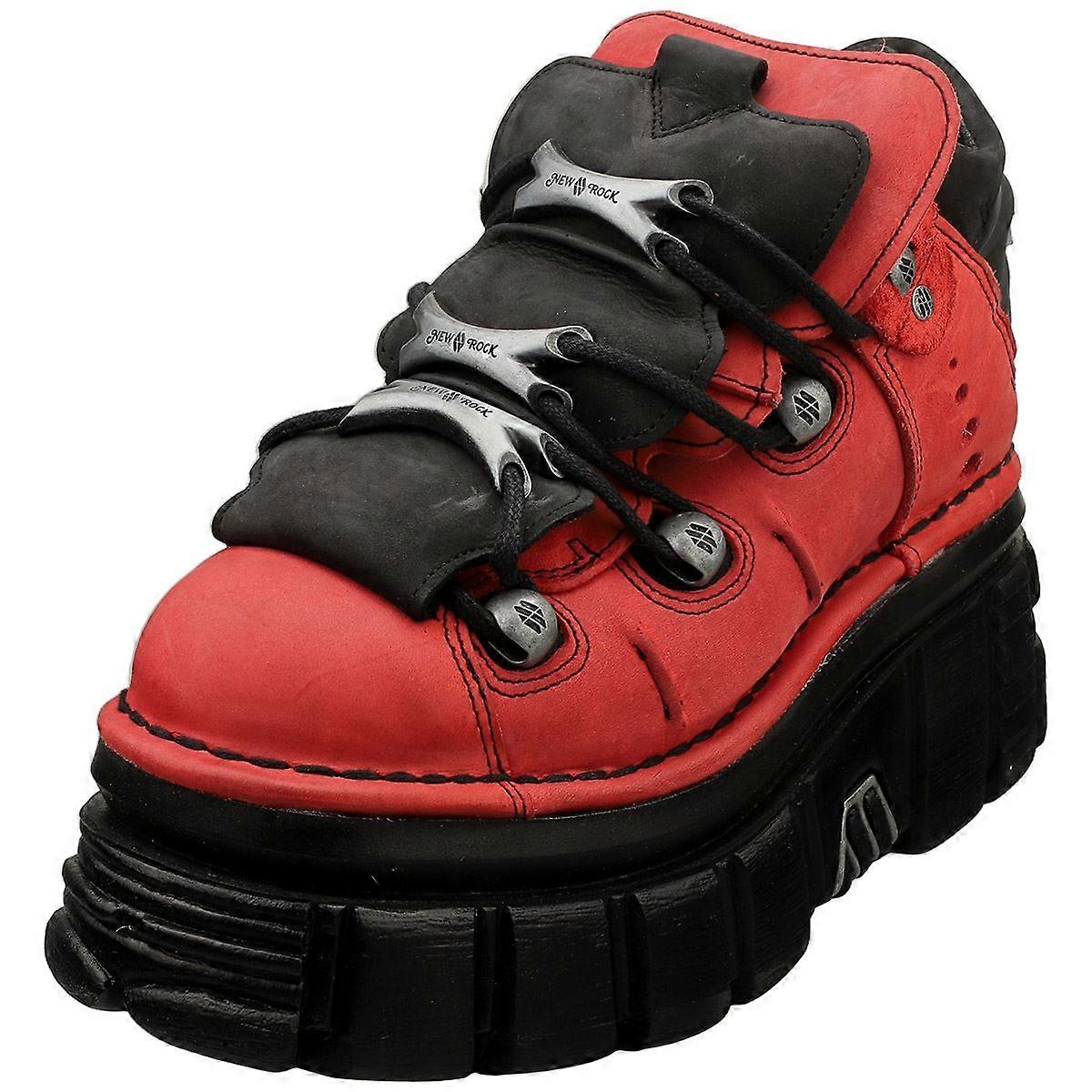 New Rock Half Boot Tower Unisex Platform Shoes in Red Black