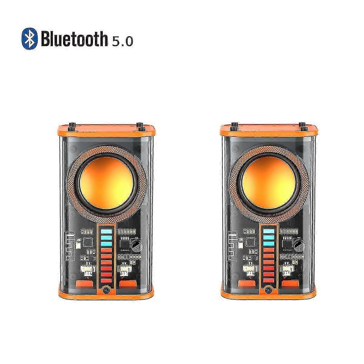 2pcs Transparent Mini Wireless Bluetooth Bass Speaker