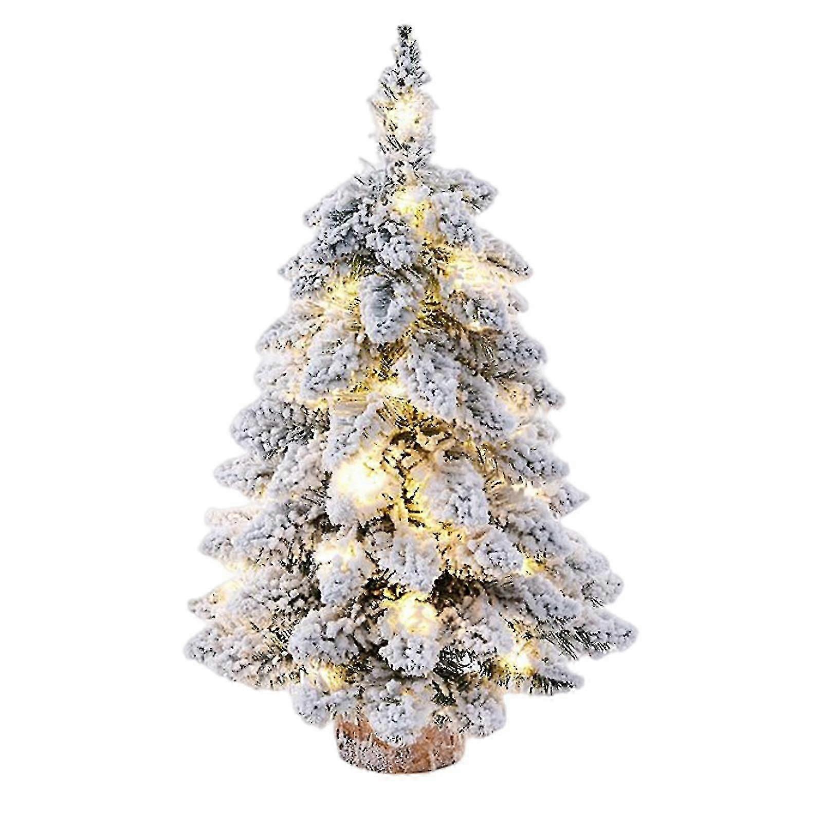 Xmas Prelit Tabletop Christmas Tree With Led Lights And Wood Base For Table Desk Home Christmas