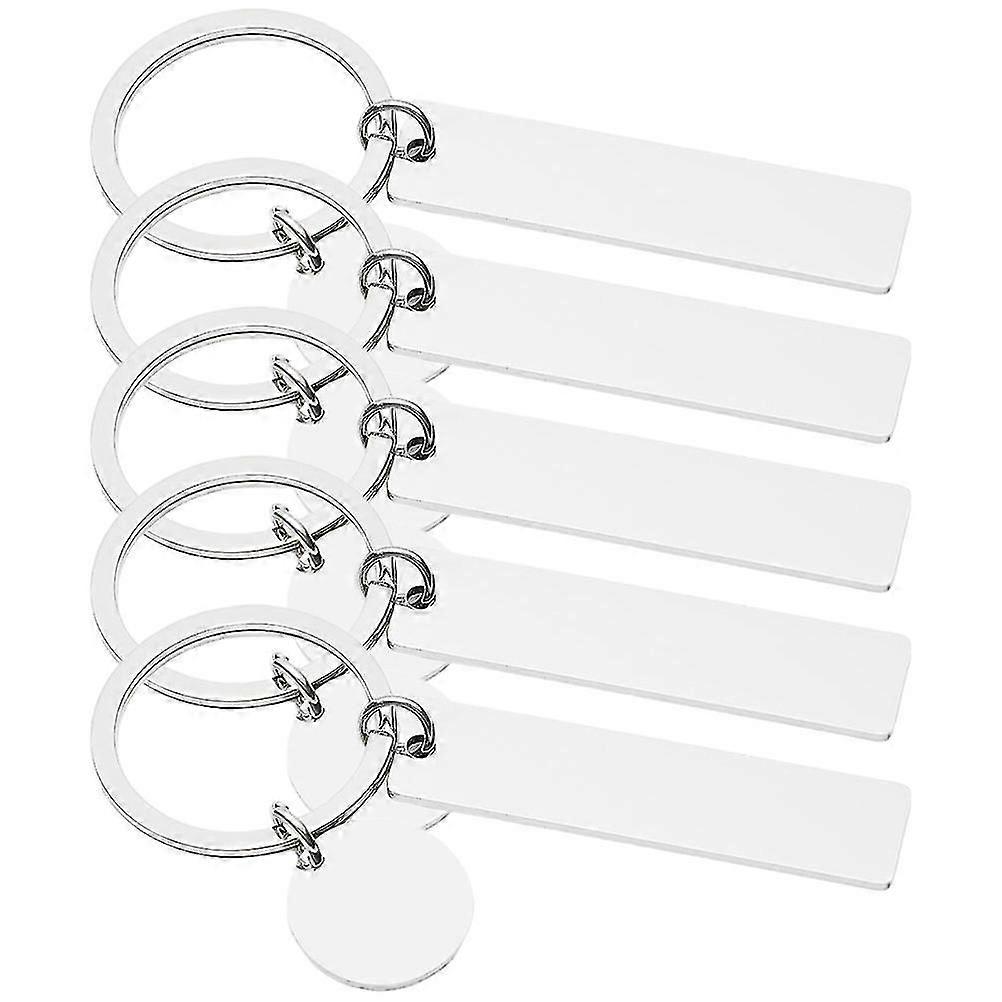 5個DIYレタリングキーホルダーステンレススチールブランクキーホルダー刻印ブランクキーホルダー