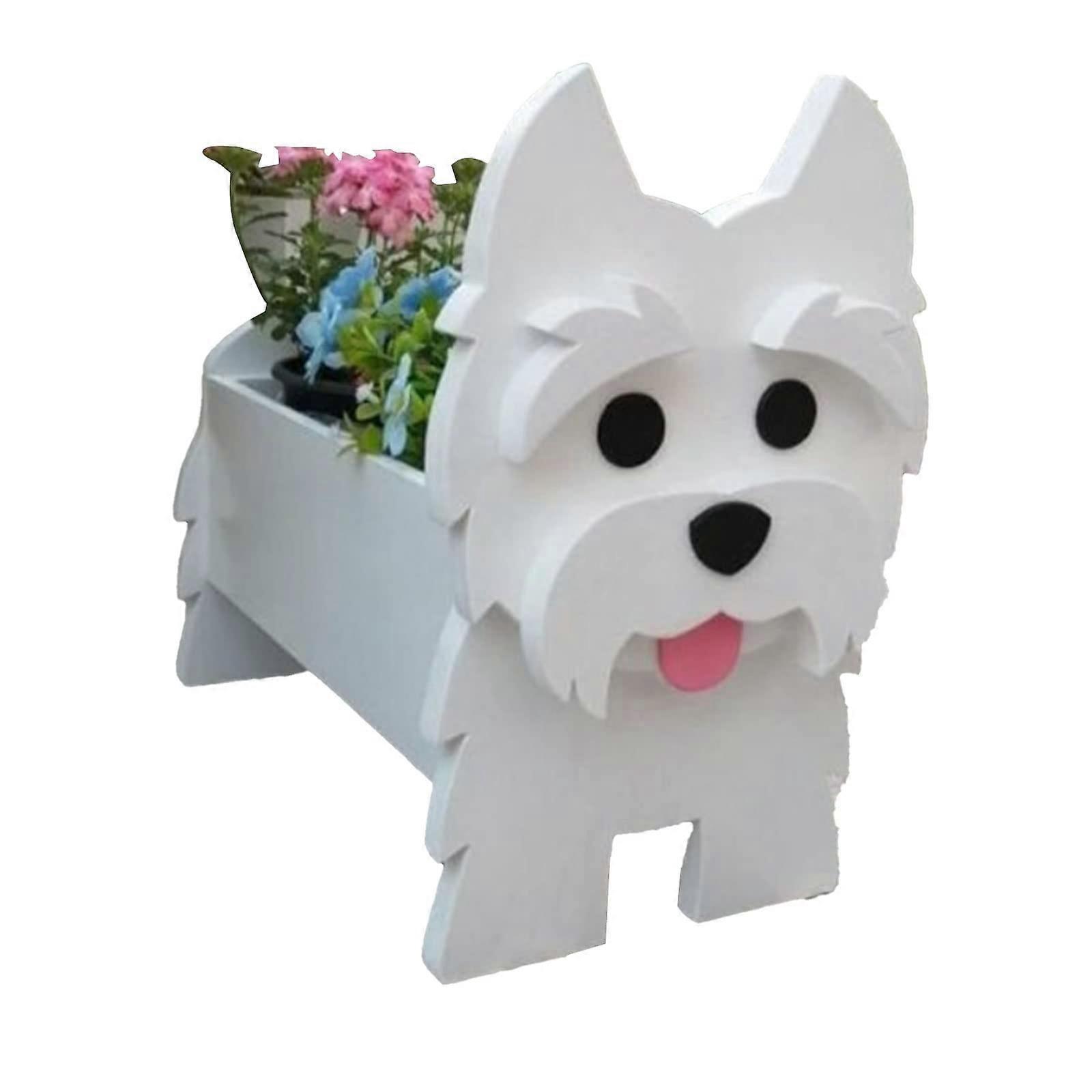 14インチ大きい犬のプランター植物の鉢屋外の屋内のための形をした動物の木製