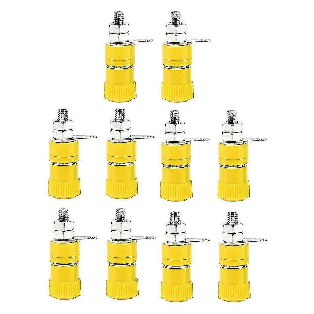 10pcs 4mm Banana Sockets Binding Posts Terminal Banana Plug Jack Connector-color: Yellow