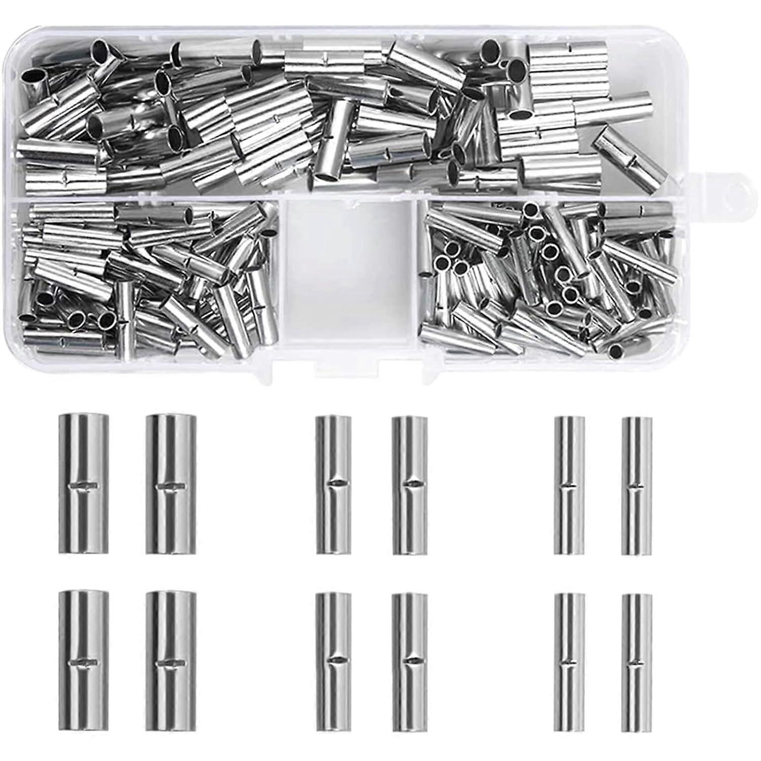 Uninsulated Butt Connectors, 200 Pack Solderless Transparent Wire Ferrule Cable