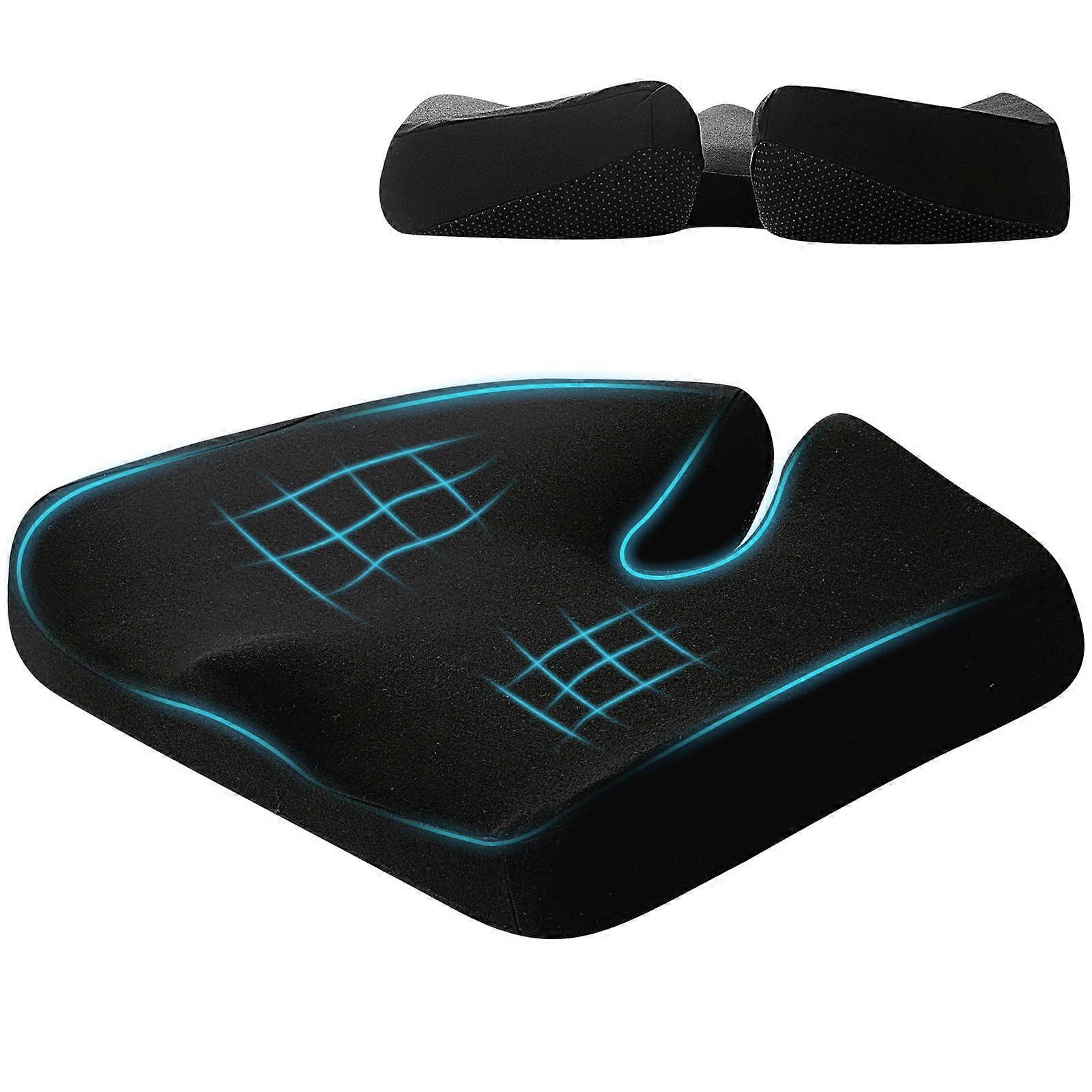 Extra Large Memory Seat Cushion For Office And Driving Use Multifunctional Premium Quality Black 21.5 X 17.7 X 4 Inches