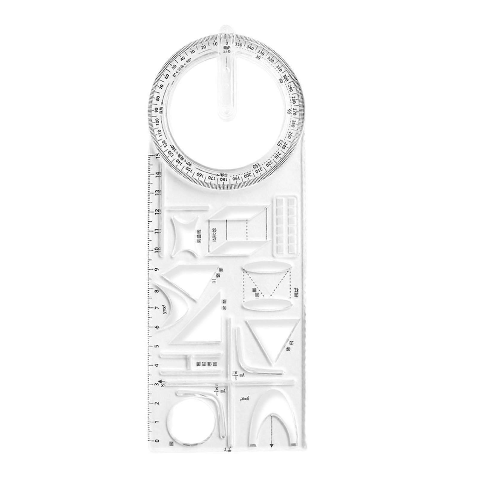 Geometric Ruler Math Measuring Ruler Clear Scale Measuring Tool Plastic Draft