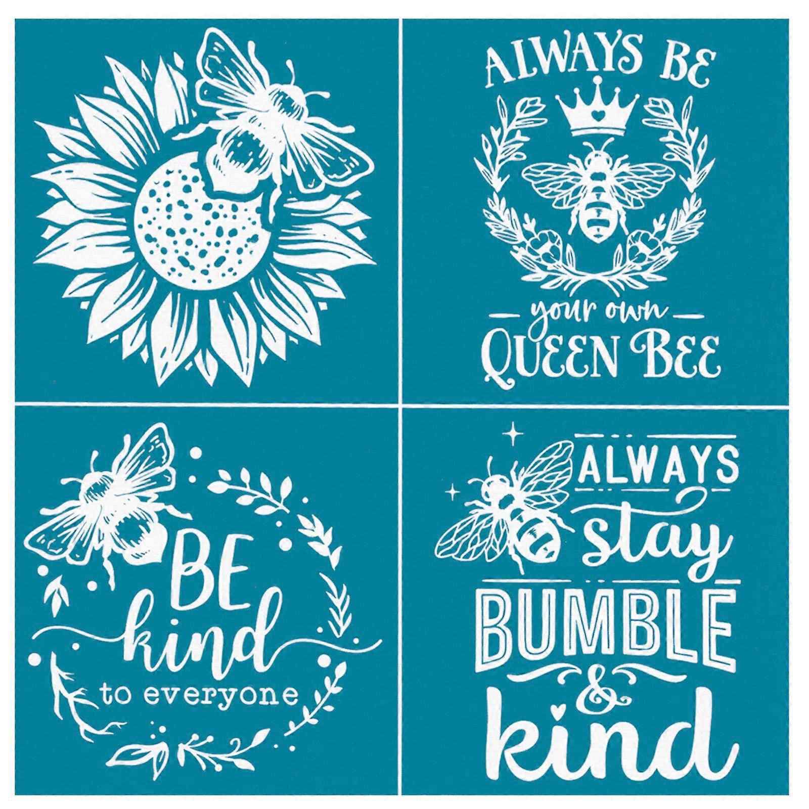 Sunflower Bee Self-Adhesive Silk Screen Printing Stencil Mesh Transfers for DIY