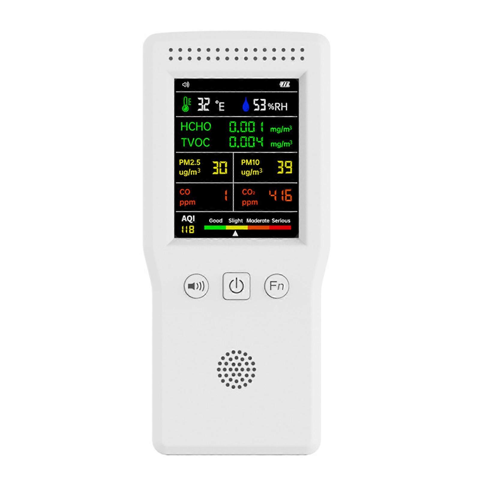 9 In 1 Air Quality Detector LCD Display PM2.5 PM10 HCHO TVOC CO CO2 Temperature Humidity Air Quality Monitor Detector White