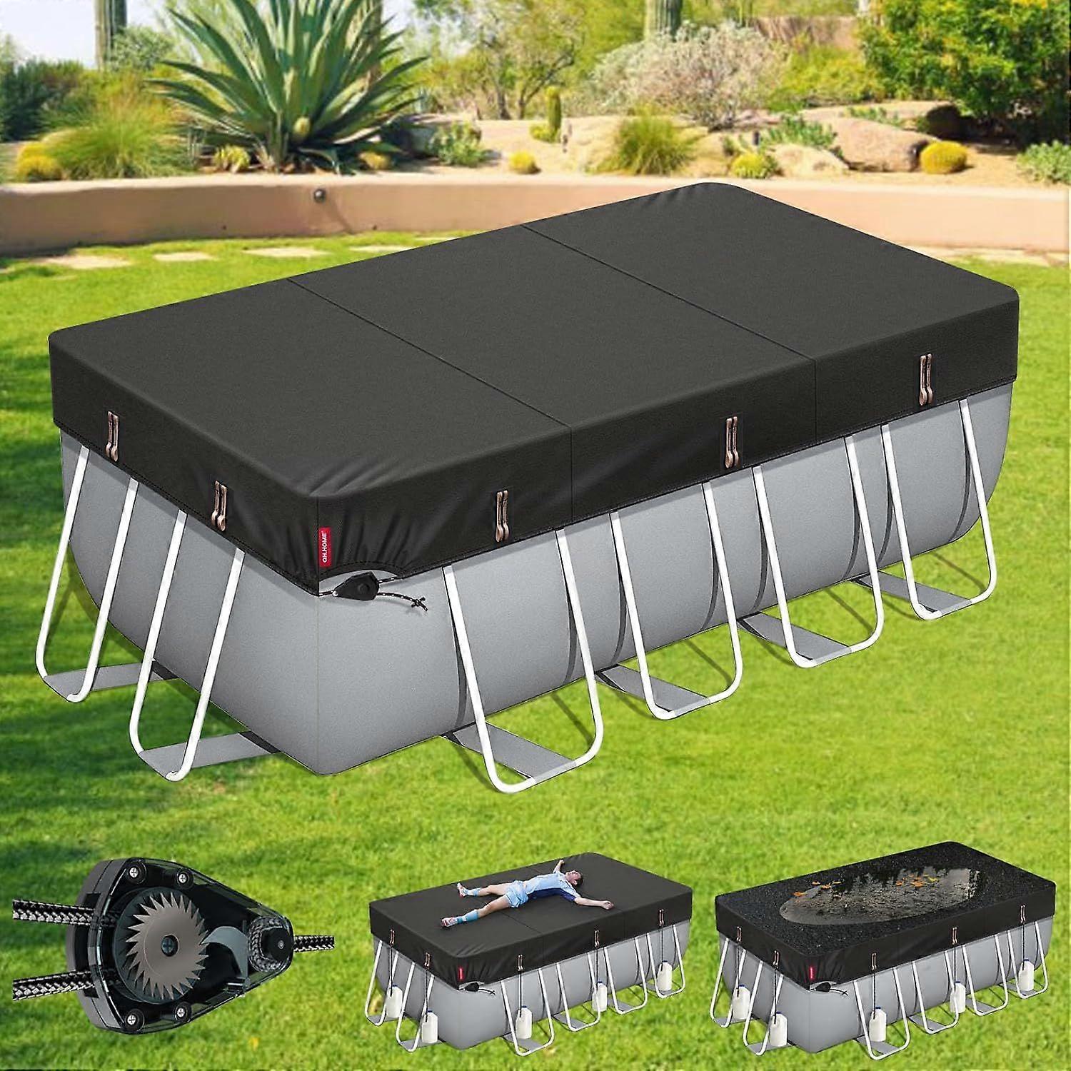 [2025 Upgraded Ultimate Windproof] 12x24 Ft Rectangular Pool Cover with Fast