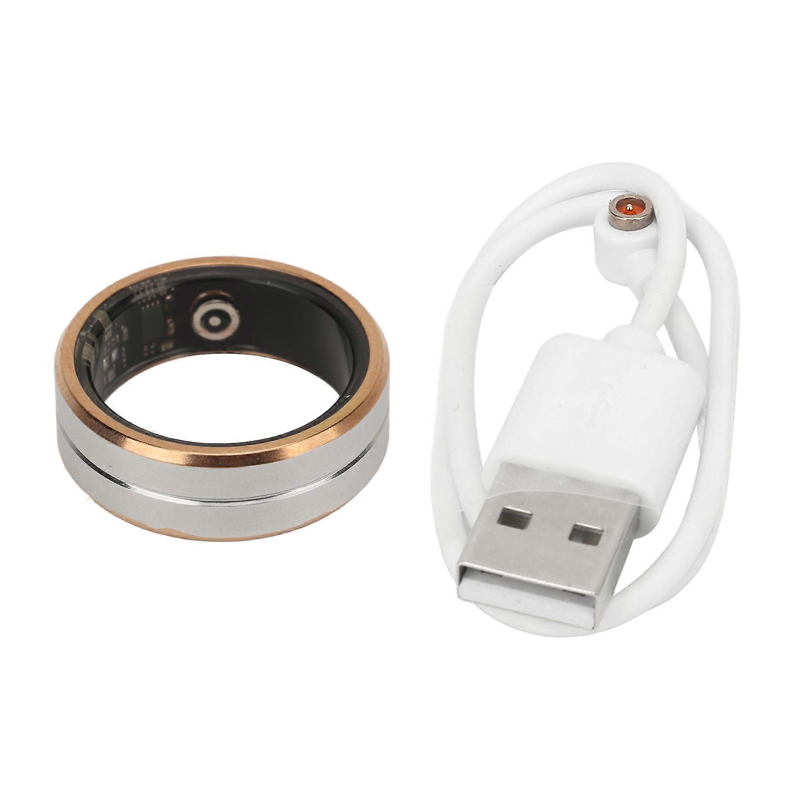 Smart Health Ring Type 8 with APP Sleep Monitoring Step Counting Camera Control IP68 Waterproof Fitness Tracker for Men Women Silver Gold