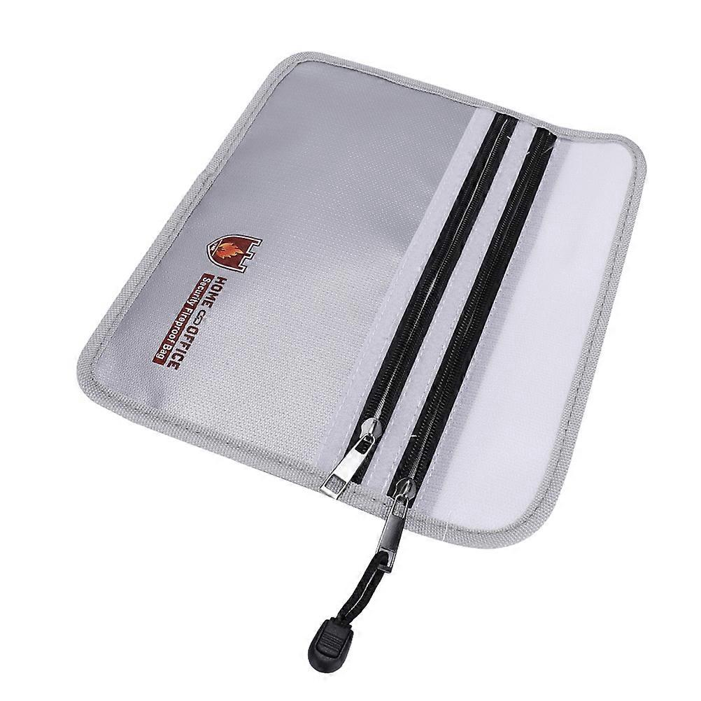 Fireproof Document Bag with Double Zipper for Cash, Valuables & Important Papers – Secure File Organizer for Home, Office & School Use – Silver