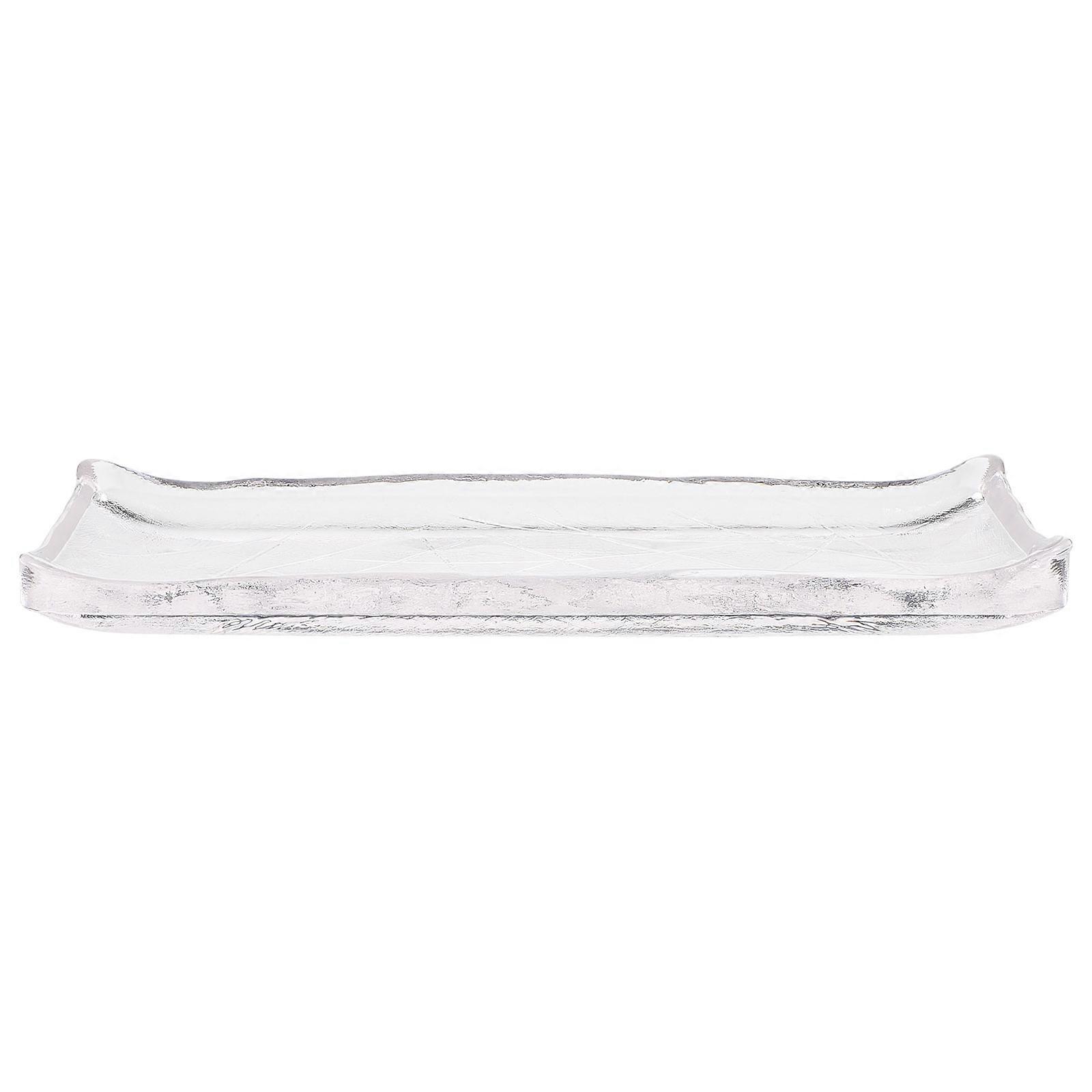 Elegant Transparent Glass Serving Plate for Sushi, Steak & Desserts – Dishwasher Safe, Easy to Clean, Oblong Design for Everyday Use
