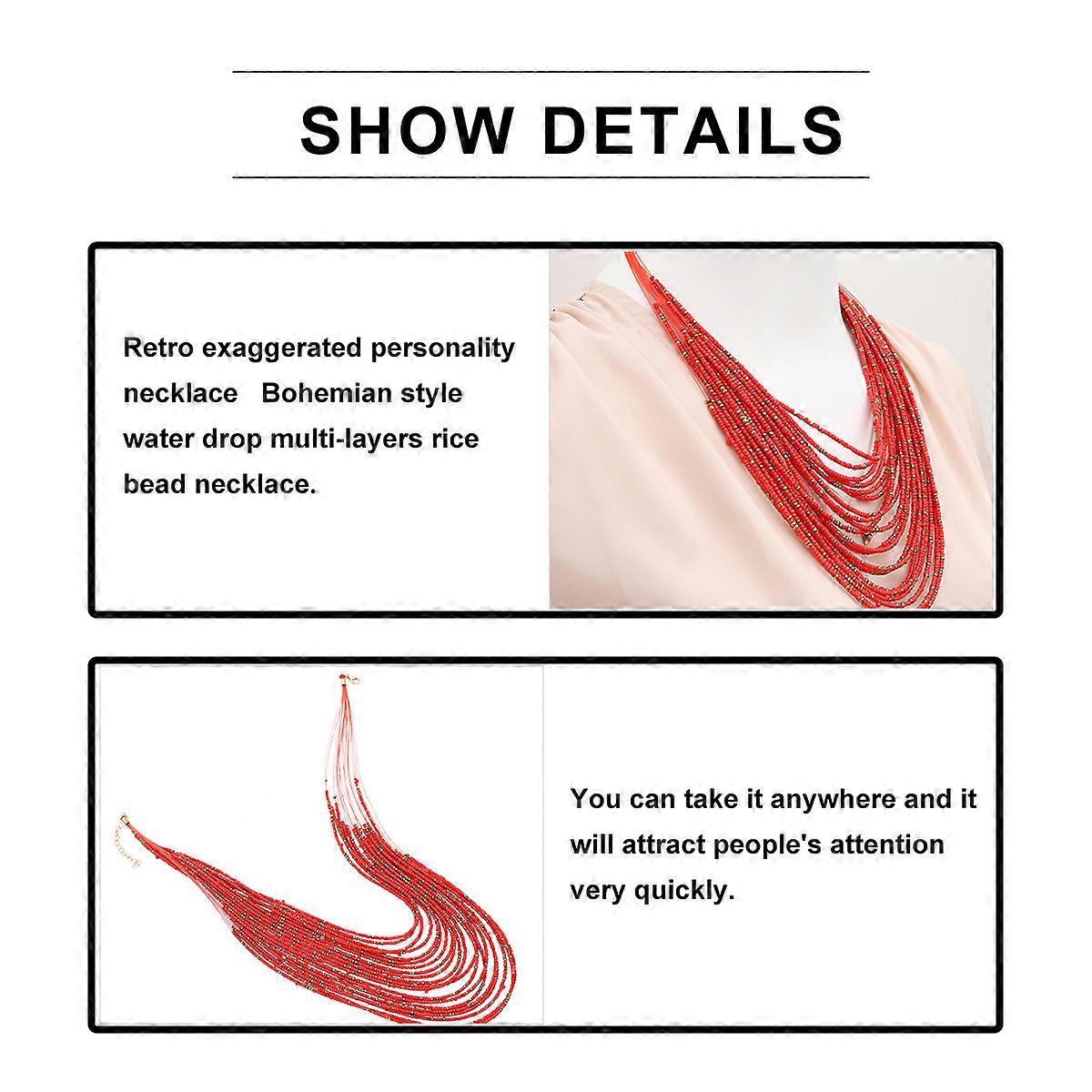 قلادة من الخرز متعدد الطبقات مع لمسة نهائية راقية لملابس عصرية