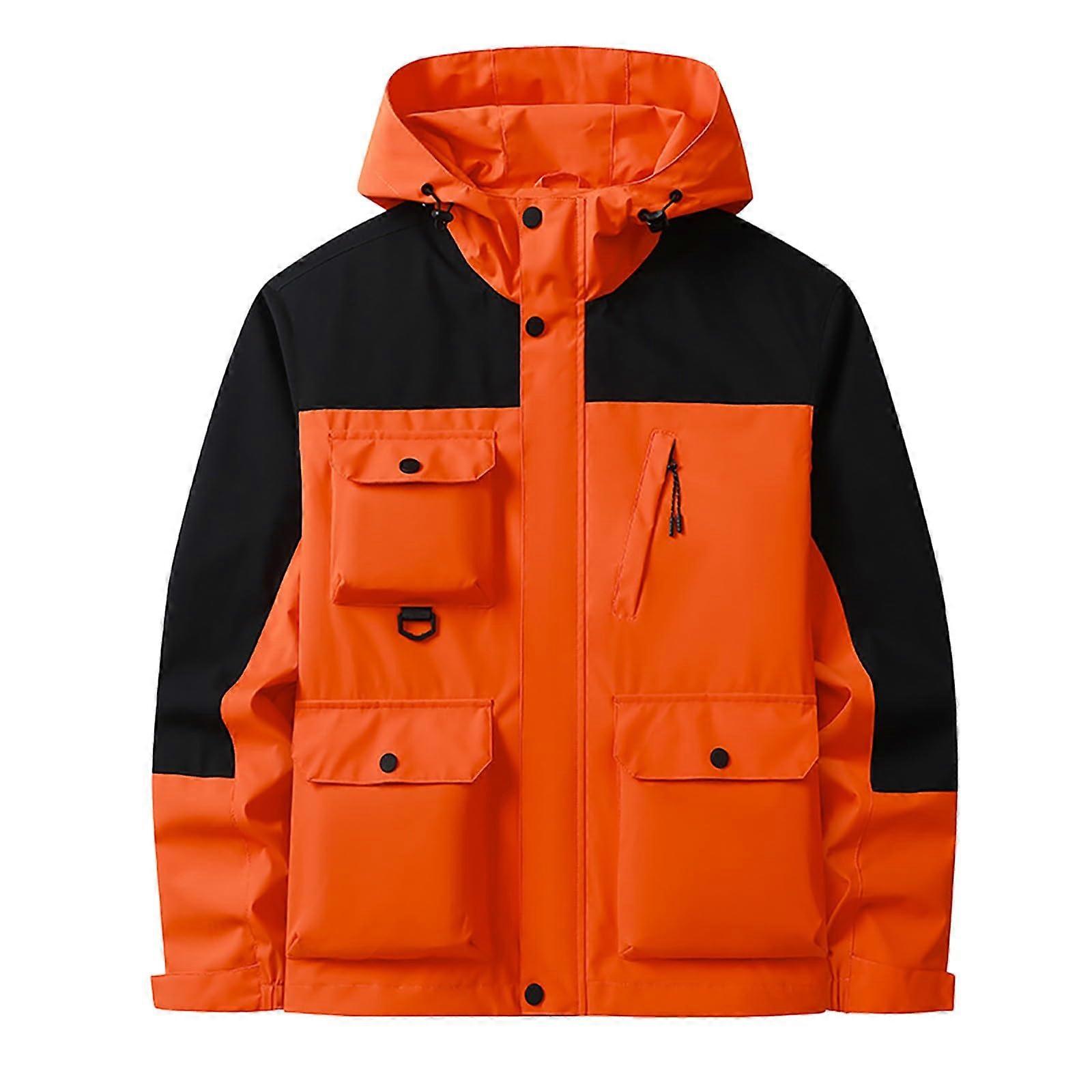 Men's Waterproof Softshell Jacket for Summer Without Hood A4 Orange XXL